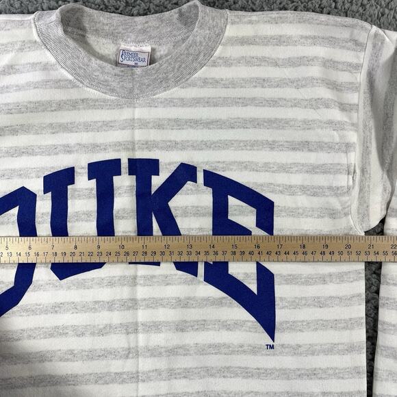 VINTAGE DUKE BLUE DEVILS SWEATSHIRT USA MADE ADULT XL STRIPED PULLOVER 80s 90s - Picture 6 of 10